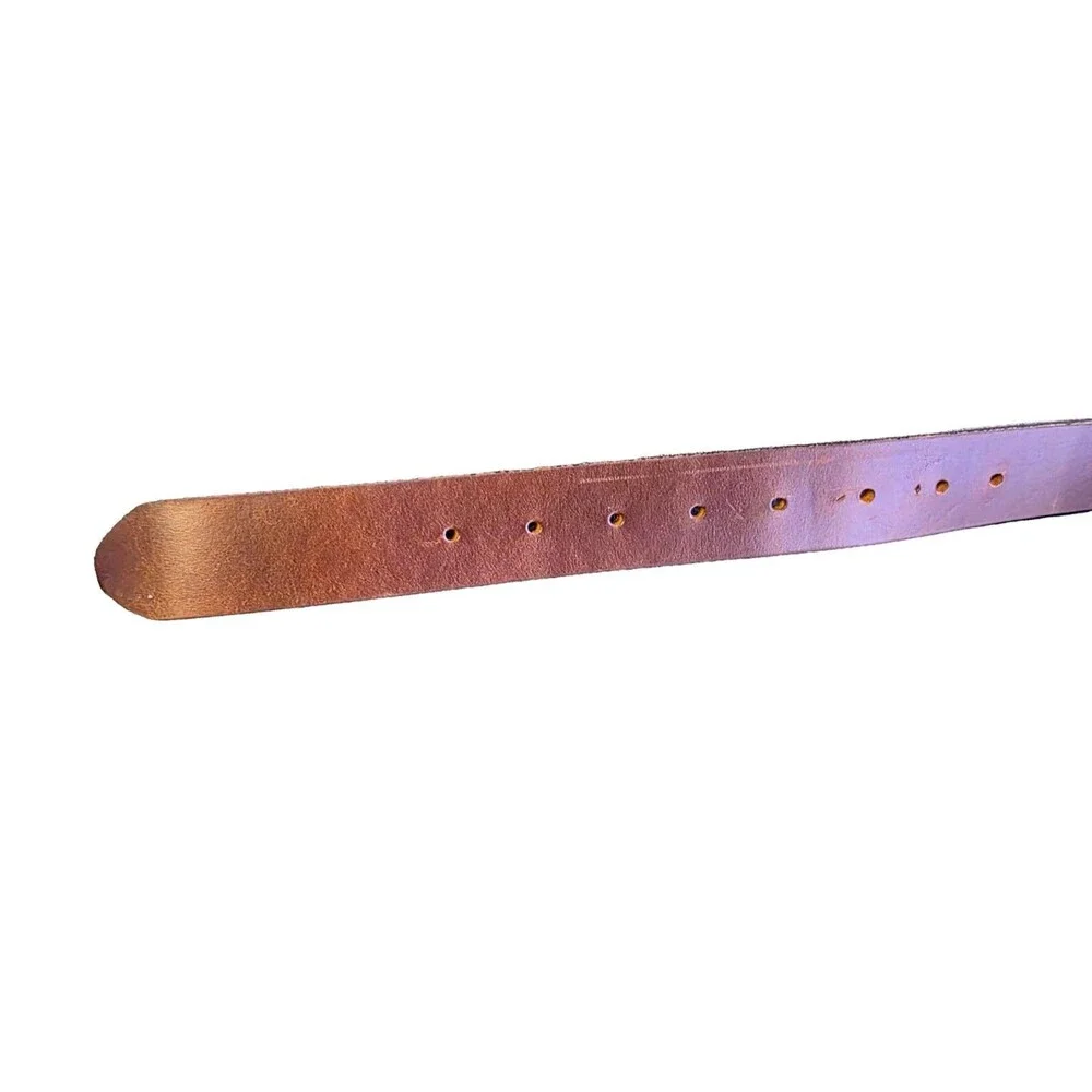 LL Bean Full Grain Brown Leather Belt 56” Made In USA 1 3/4